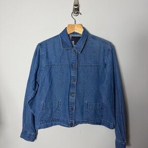Vintage Jean Jacket Boxy Denim Coat Button Up Shacket XL *c